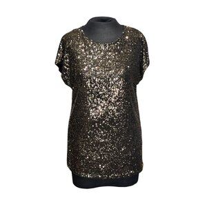 Cable & Gauge Womens Sequin Top M Black Sleeveless